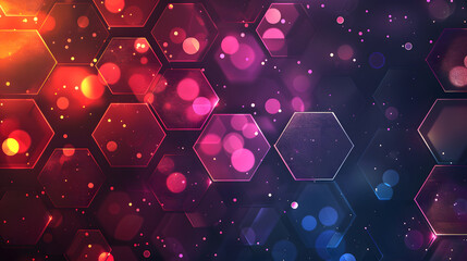 Aufkleber - Abstract background hexagon pattern with glowing lights