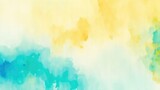 Fototapeta Tęcza - Colorful Blue green yellow beige and orange watercolor background of abstract with paint blotches and soft blurred texture