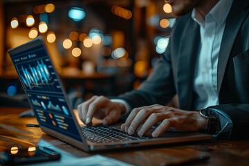 Wall Mural - Person typing laptop table