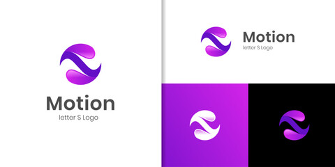 Aufkleber - Dynamic Letter S Abstract Motion Logo Design with Circular Waves. Modern and Energetic Concept design