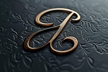 Poster - Detailed shot of a gold letter on a black background, suitable for various design projects