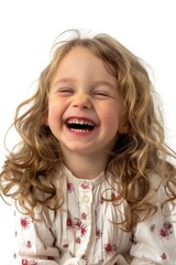 Wall Mural - A happy little girl laughing with her eyes closed. Perfect for family and lifestyle concepts