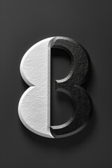 Poster - Simple black and white image of the letter B, suitable for various design projects