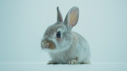 Aufkleber - A small rabbit sitting on top of a white surface. Perfect for Easter and animal themes