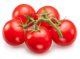 Wall Mural - Red campari tomatoes. Tomato branch isolated on white background. Macro shot.