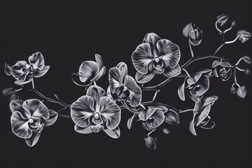 Poster - A drawing of a bunch of flowers on a black background. Perfect for adding a pop of color to any design project