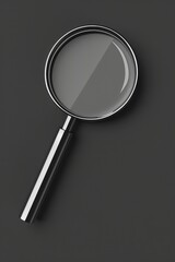 Poster - Close-up of a magnifying glass on a plain black background. Perfect for scientific or detective themes