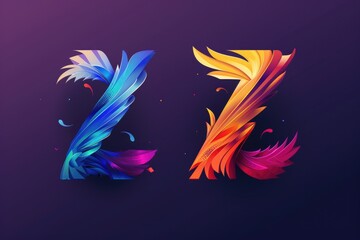 Poster - Vibrant feathers on a striking purple backdrop. Ideal for creative projects and designs