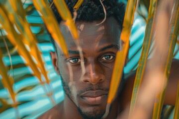 Aufkleber - A man with black hair looking at the camera. Suitable for various projects