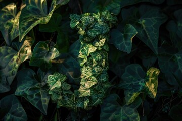 Aufkleber - Detailed view of a plant with numerous green leaves. Suitable for botanical designs