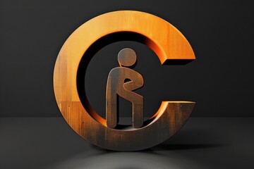 Aufkleber - A man sitting on top of a wooden sign. Suitable for various concepts and designs