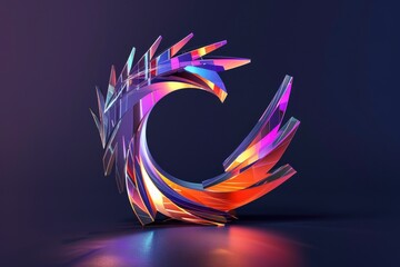 Poster - Colorful abstract design of a curved object. Suitable for various creative projects