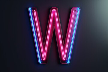Poster - A neon letter W glowing on a dark background. Perfect for adding a modern touch to designs
