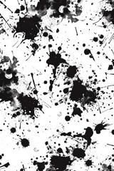 Poster - Abstract black ink splatters on a clean white background. Suitable for graphic design projects and artistic creations