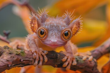 Aufkleber - A close-up image of a small animal on a branch. Suitable for nature and wildlife themes