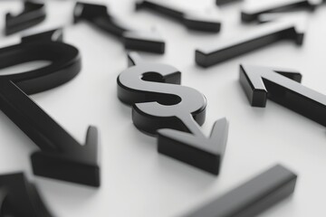 Aufkleber - A pile of black letters with a dollar sign in the middle. Can be used for financial concepts