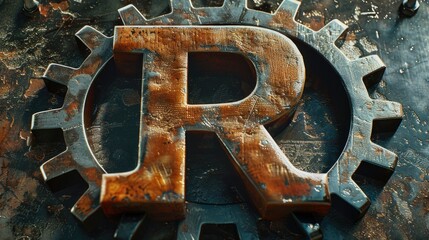 Poster - A rusty metal sign with the letter 