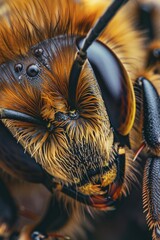 Wall Mural - Close up view of a bee's face, perfect for educational materials