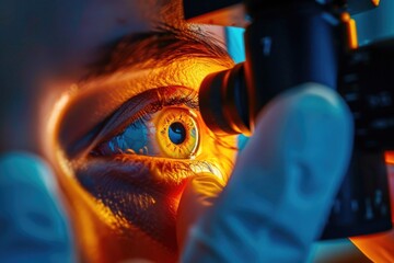 Aufkleber - Close up of a person using a microscope. Suitable for educational and scientific concepts