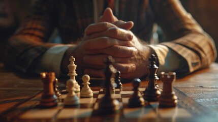 Poster - Close up of a person playing chess, great for strategy and intelligence concepts
