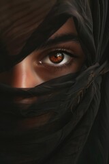 Poster - A mysterious woman with a veil covering her face. Suitable for fashion or mystery concepts