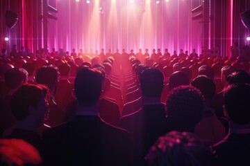 Poster - A group of individuals standing near a stage, suitable for event promotion