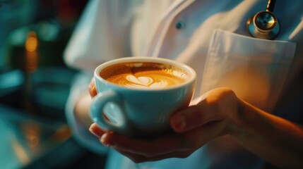 Canvas Print - A person holding a cup of coffee. Suitable for coffee shops and lifestyle blogs