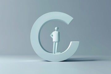 Aufkleber - A man standing in the middle of a letter C, versatile image suitable for various design projects