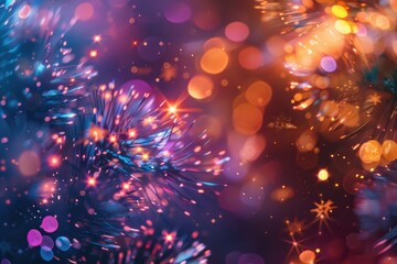 Poster - Close up of a Christmas tree with lights, perfect for holiday designs
