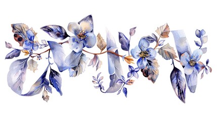 Poster - Beautiful blue flowers painted in watercolor, perfect for various design projects