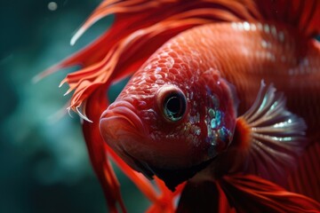 Close-up of a fish with a distinctive red tail, ideal for aquatic themes