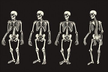 Wall Mural - A black and white photo featuring a group of skeletons. Suitable for Halloween or horror-themed projects