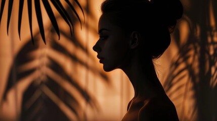 Poster - A woman standing in front of a palm tree. Ideal for travel and vacation concepts