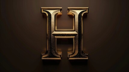 Poster - A shiny golden letter H on a dark, elegant background. Ideal for branding and luxury design projects