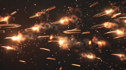 Poster - A group of bullet bombs flying through the air. Suitable for military or action-themed designs