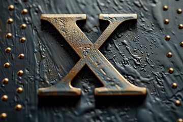 Aufkleber - Close up of the letter X on a metal surface, suitable for various design projects