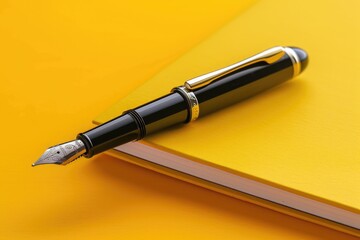 Poster - Fountain pen resting on top of a notebook, perfect for office or education concepts