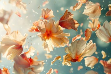 Poster - Beautiful bunch of flowers floating in the air, ideal for floral design projects