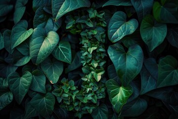 Canvas Print - A close up of a bunch of green leaves. Suitable for nature backgrounds