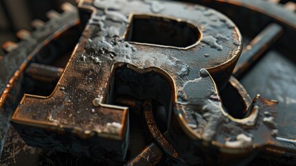 Poster - A close up of a metal letter on a table. Perfect for business or communication concepts