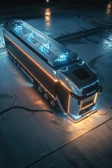 Poster - A large semi truck with bright lights on its side. Suitable for transportation and logistics concepts