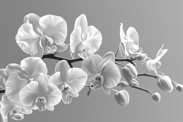 Poster - Monochrome image of a beautiful flower branch, suitable for various design projects