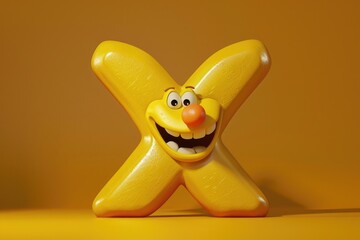 Poster - Bright yellow X shaped object with a smiley face, perfect for adding a fun touch to designs