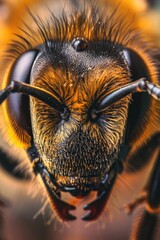 Poster - Close up view of a bee's face. Suitable for educational materials