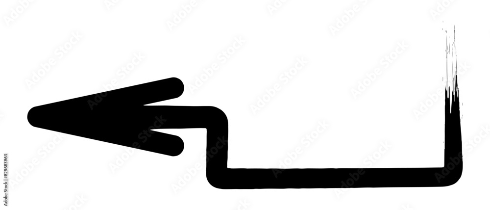 Arrow. Sketch. The black arrow is bent at a right angle down and to the ...