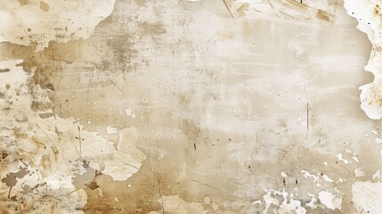 Wall Mural - Faded beige background featuring worn paper texture and stains.
