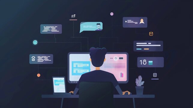 Rappresentazione grafica di una persona che lavora al computer