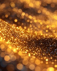 Sticker - Golden glitter background Glittering surface with twinkling lights for an elegant design or festive decoration or wedding invitation card template shiny gold abstract pattern wallpaper. High Quality.