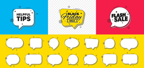 Poster - Flash sale chat speech bubble. Helpful tips tag. Education faq sign. Help assistance symbol. Helpful tips chat message. Black friday speech bubble banner. Offer text balloon. Vector