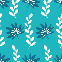 Wall Mural - Abstract plants seamless pattern design background